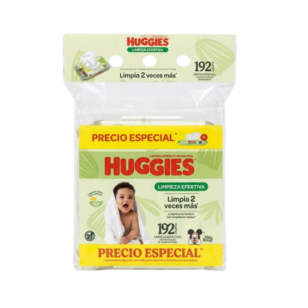 Huggies Toallitas húmedas Toallitas Húmedas Huggies Limpieza Efectiva Flip Top Empaque 192 Und - Imagen 1