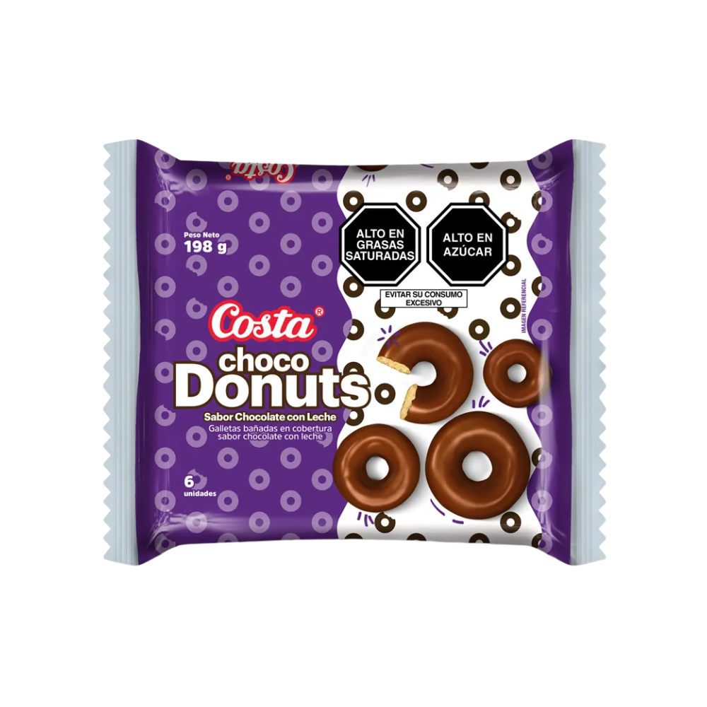 Sixpack Galletas Choco Donuts 33g CHOCO DONUTS Galletas Saber Chocolate con Lache Pate x6 und - Imagen 1